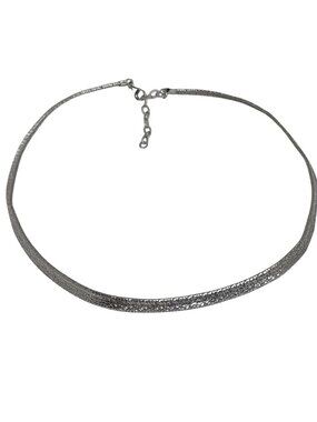 Italian 925 Sterling Silver Herringbone Necklace